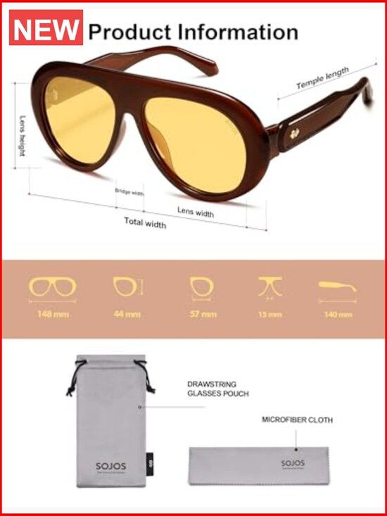 Oversized Polarized Aviator Sunglasses UV400 Protection Retro 70s Style main image 4